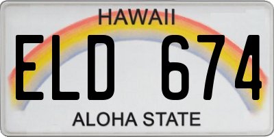 HI license plate ELD674