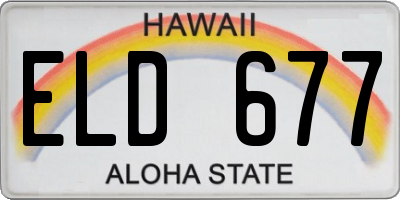 HI license plate ELD677