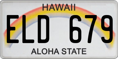 HI license plate ELD679