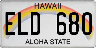 HI license plate ELD680