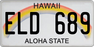 HI license plate ELD689
