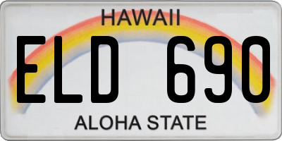 HI license plate ELD690