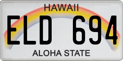 HI license plate ELD694