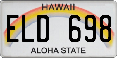 HI license plate ELD698