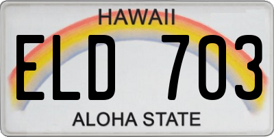 HI license plate ELD703