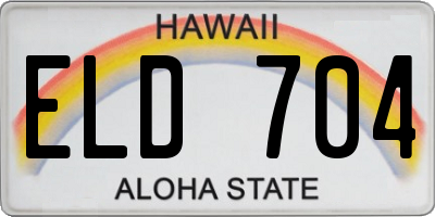 HI license plate ELD704