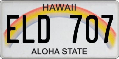 HI license plate ELD707