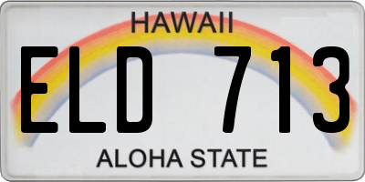 HI license plate ELD713