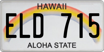 HI license plate ELD715