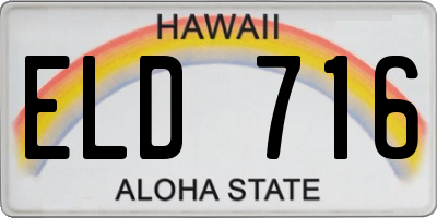 HI license plate ELD716