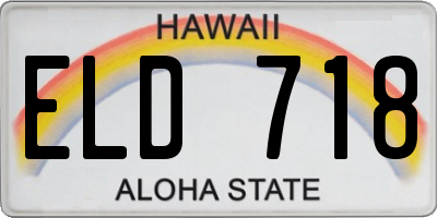 HI license plate ELD718