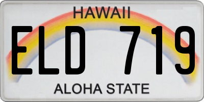 HI license plate ELD719