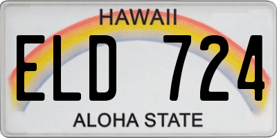 HI license plate ELD724