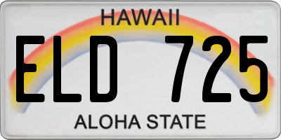 HI license plate ELD725
