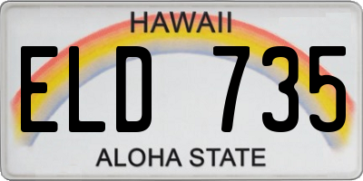 HI license plate ELD735