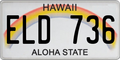 HI license plate ELD736