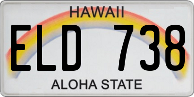 HI license plate ELD738