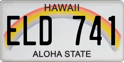 HI license plate ELD741