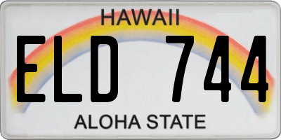 HI license plate ELD744