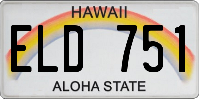 HI license plate ELD751