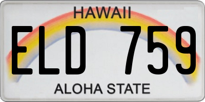 HI license plate ELD759