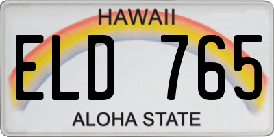 HI license plate ELD765