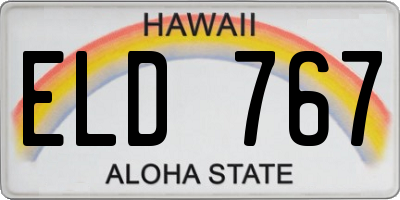HI license plate ELD767
