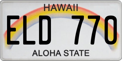 HI license plate ELD770