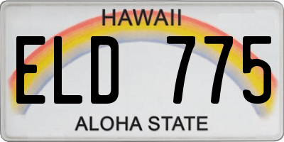 HI license plate ELD775