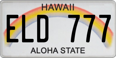 HI license plate ELD777