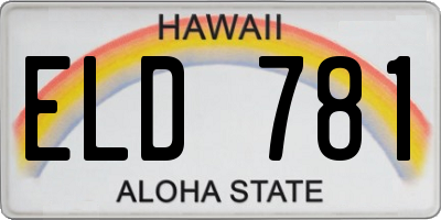 HI license plate ELD781