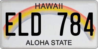 HI license plate ELD784