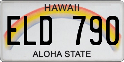 HI license plate ELD790