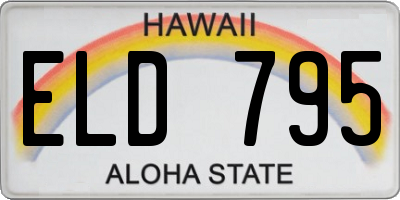 HI license plate ELD795