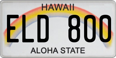 HI license plate ELD800