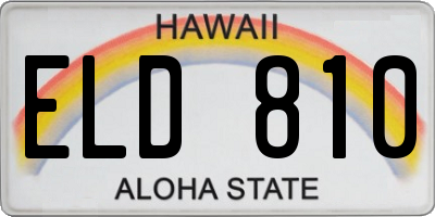 HI license plate ELD810