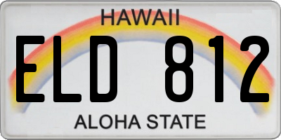 HI license plate ELD812