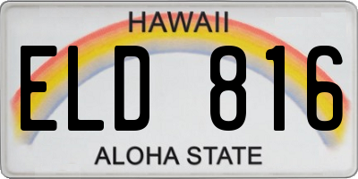 HI license plate ELD816
