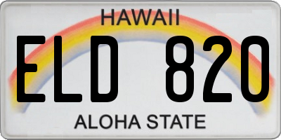 HI license plate ELD820