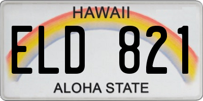 HI license plate ELD821