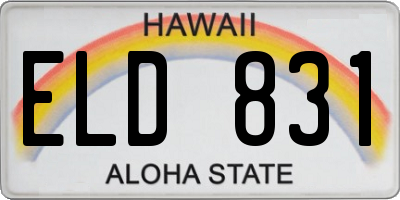 HI license plate ELD831