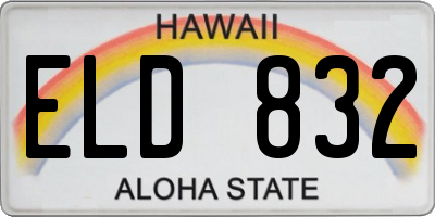 HI license plate ELD832