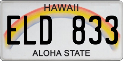 HI license plate ELD833