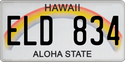 HI license plate ELD834