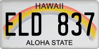 HI license plate ELD837