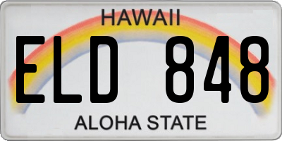 HI license plate ELD848