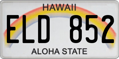 HI license plate ELD852