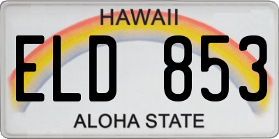HI license plate ELD853