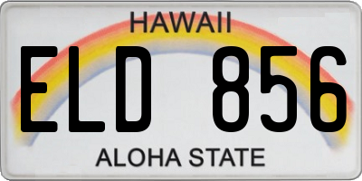 HI license plate ELD856