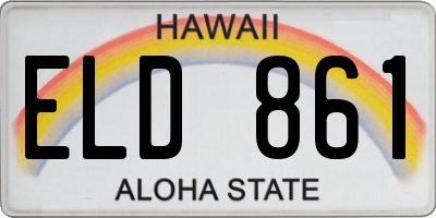 HI license plate ELD861